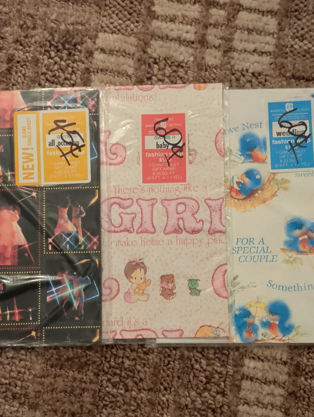 Lot of 20 Vintage Flat Gift Wrap Packs Hallmark American Greetings NOS Crafting